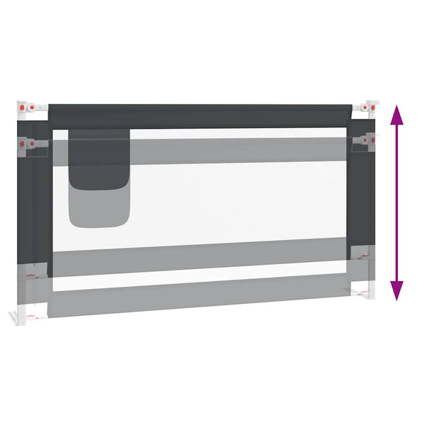 vidaXL Toddler Bed Rail Dark Gray 160x25 cm Fabric