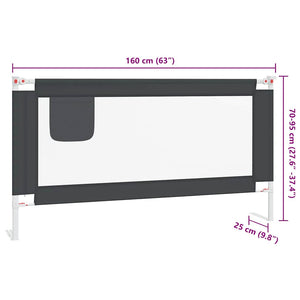vidaXL Toddler Bed Rail Dark Gray 160x25 cm Fabric
