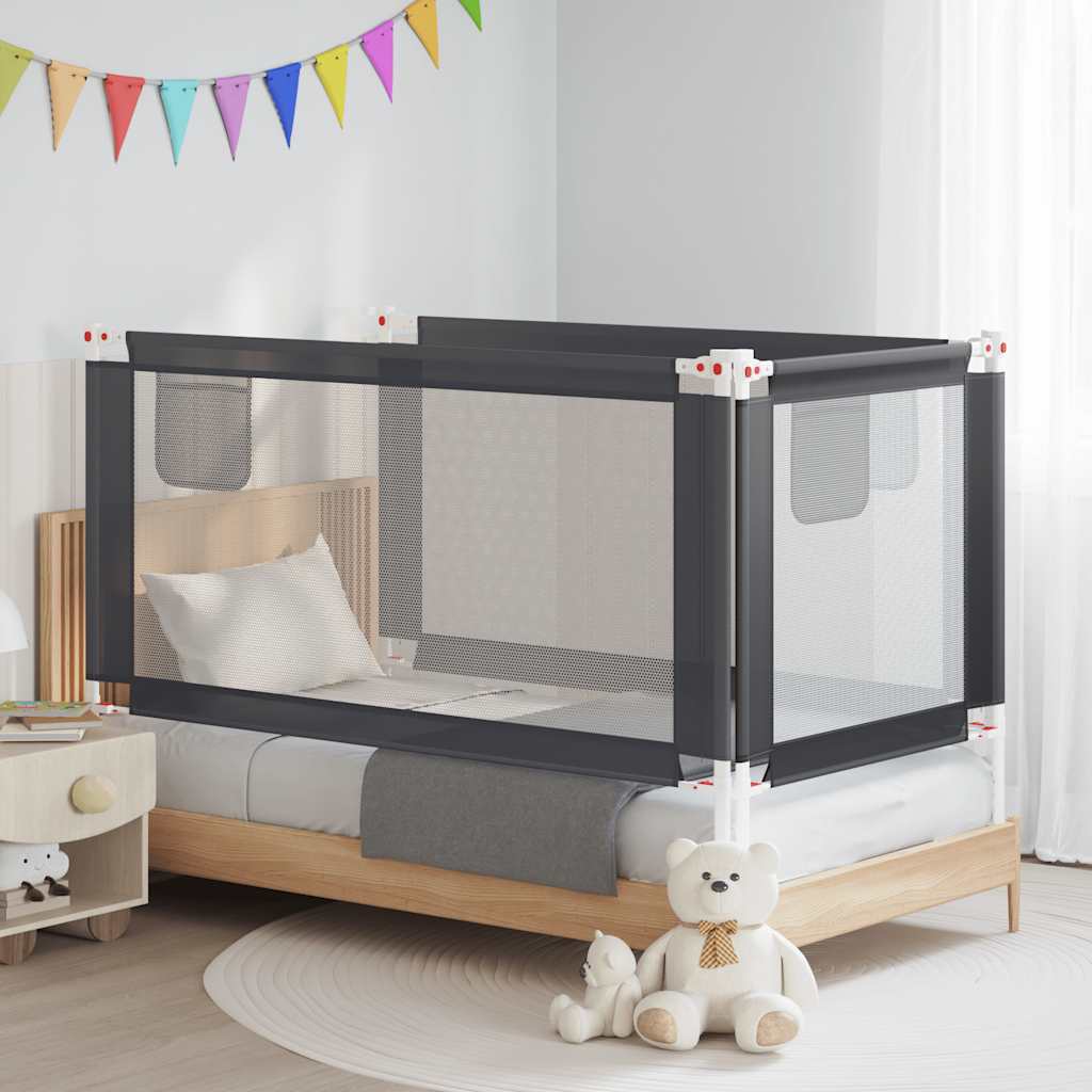 vidaXL Toddler Bed Rail Dark Gray 160x25 cm Fabric