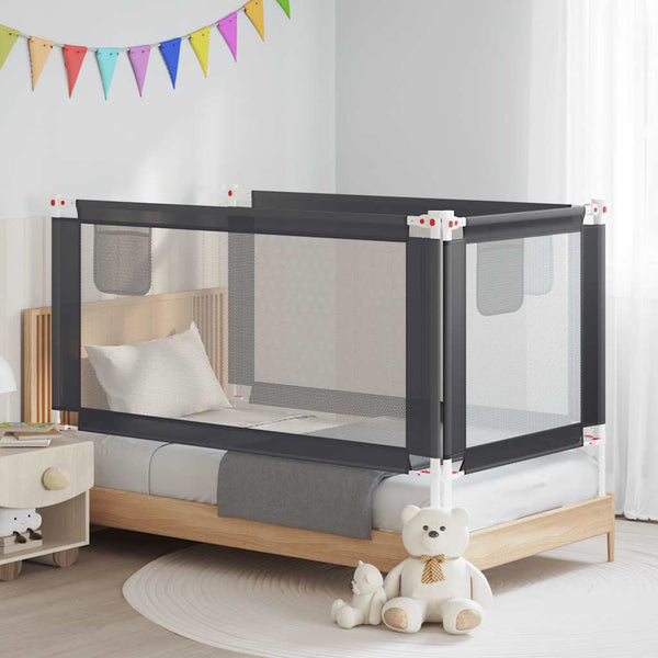 vidaXL Toddler Bed Rail Dark Gray 160x25 cm Fabric