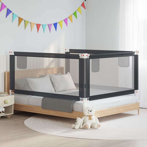 vidaXL Toddler Bed Rail Dark Grey 180x25 cm Fabric