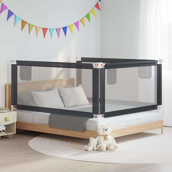 vidaXL Toddler Bed Rail Dark Grey 180x25 cm Fabric