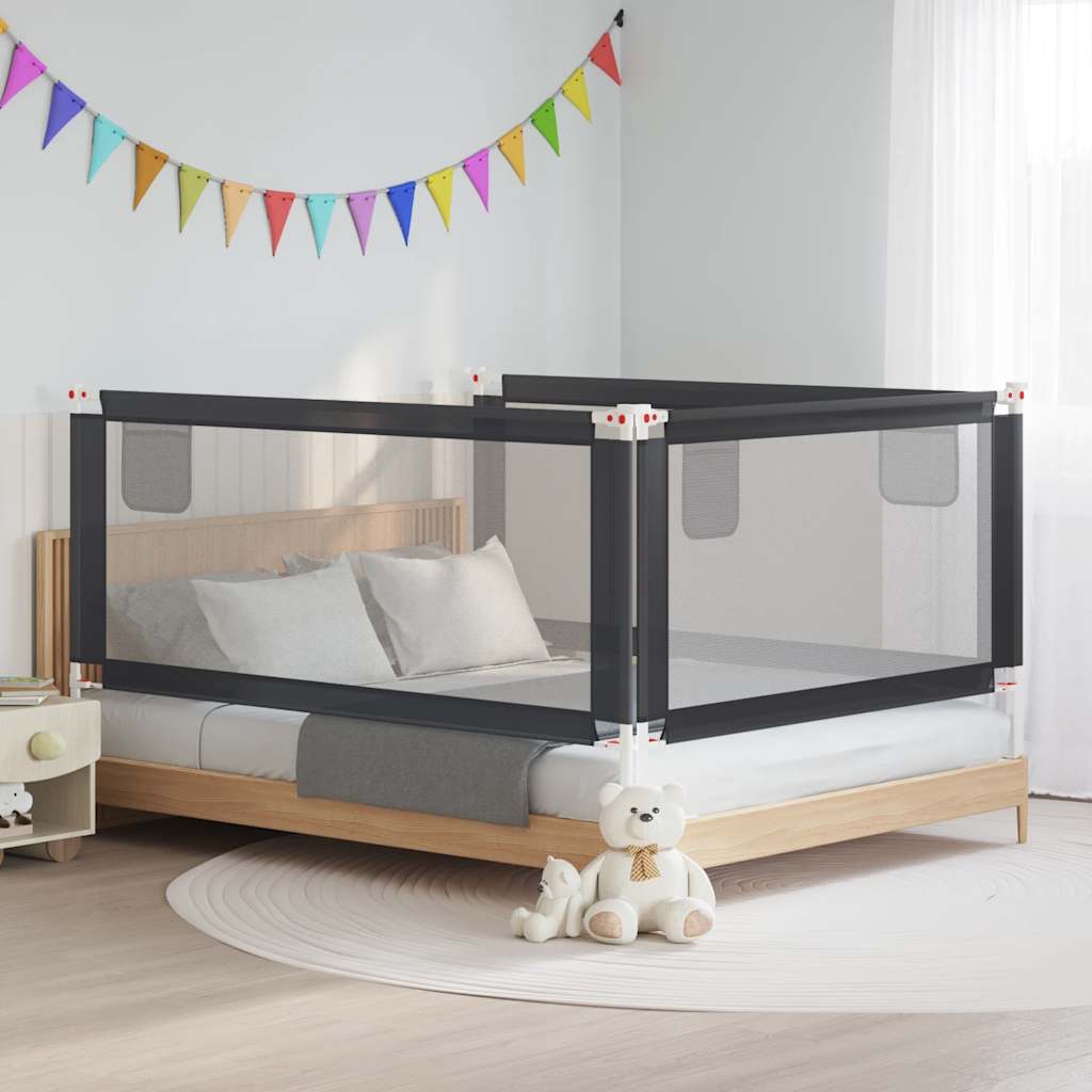 vidaXL Toddler Bed Rail Dark Grey 190x25 cm Fabric