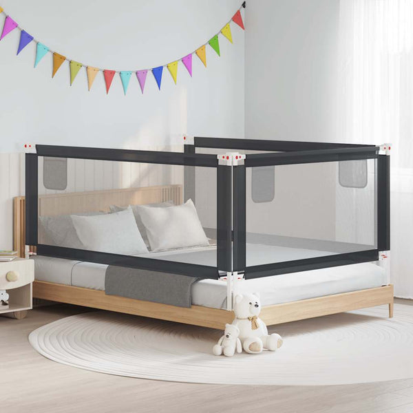 vidaXL Toddler Bed Rail Dark Grey 200x25 cm Fabric