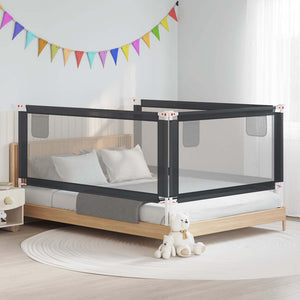 vidaXL Toddler Bed Rail Dark Grey 200x25 cm Fabric