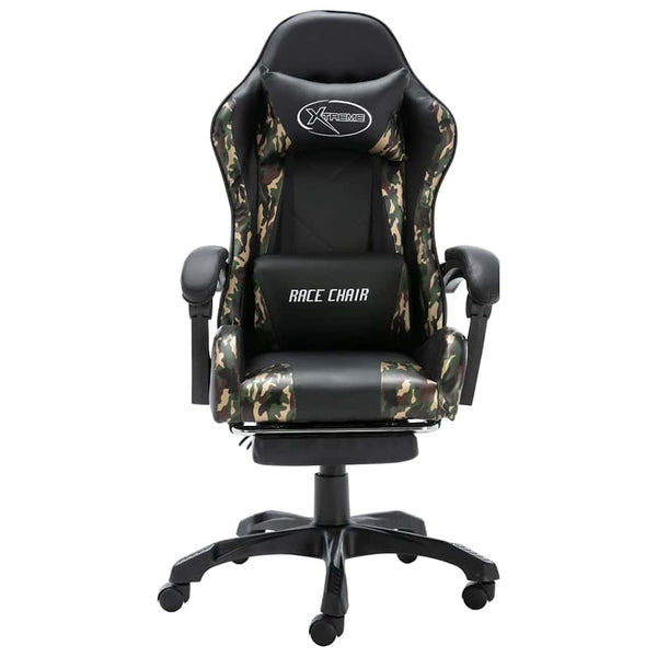 vidaXL Gaming Chair with Footrest Black and Camouflage Faux Leather