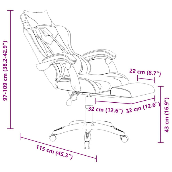 vidaXL Gaming Chair with Footrest Black and Camouflage Faux Leather