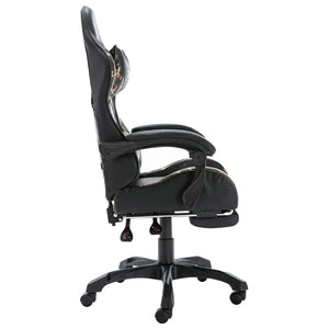 vidaXL Gaming Chair with Footrest Black and Camouflage Faux Leather