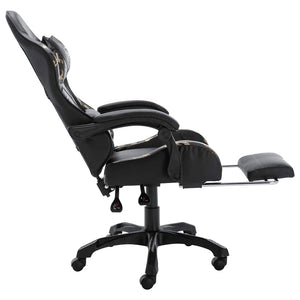 vidaXL Gaming Chair with Footrest Black and Camouflage Faux Leather