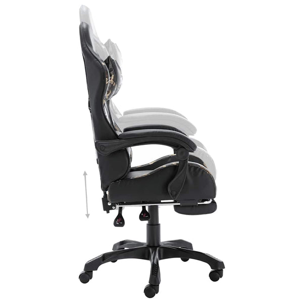 vidaXL Gaming Chair with Footrest Black and Camouflage Faux Leather