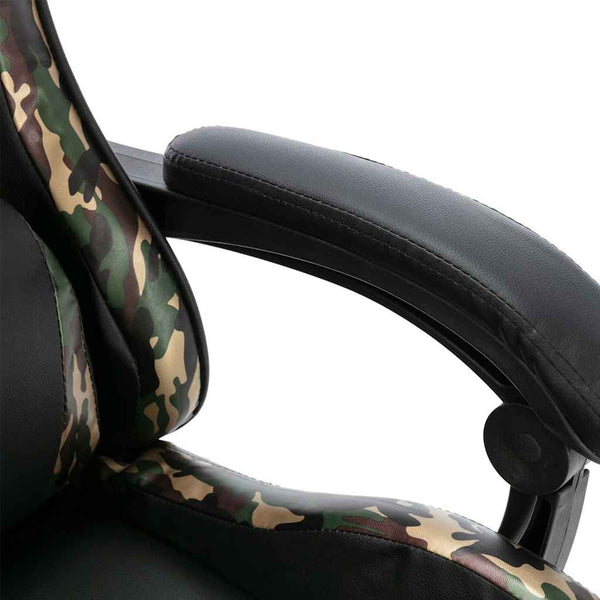 vidaXL Gaming Chair with Footrest Black and Camouflage Faux Leather