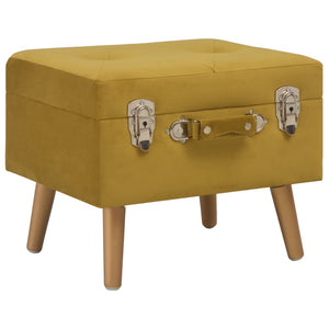 Senfgelber Samt Hocker mit Stauraum, 40 cm