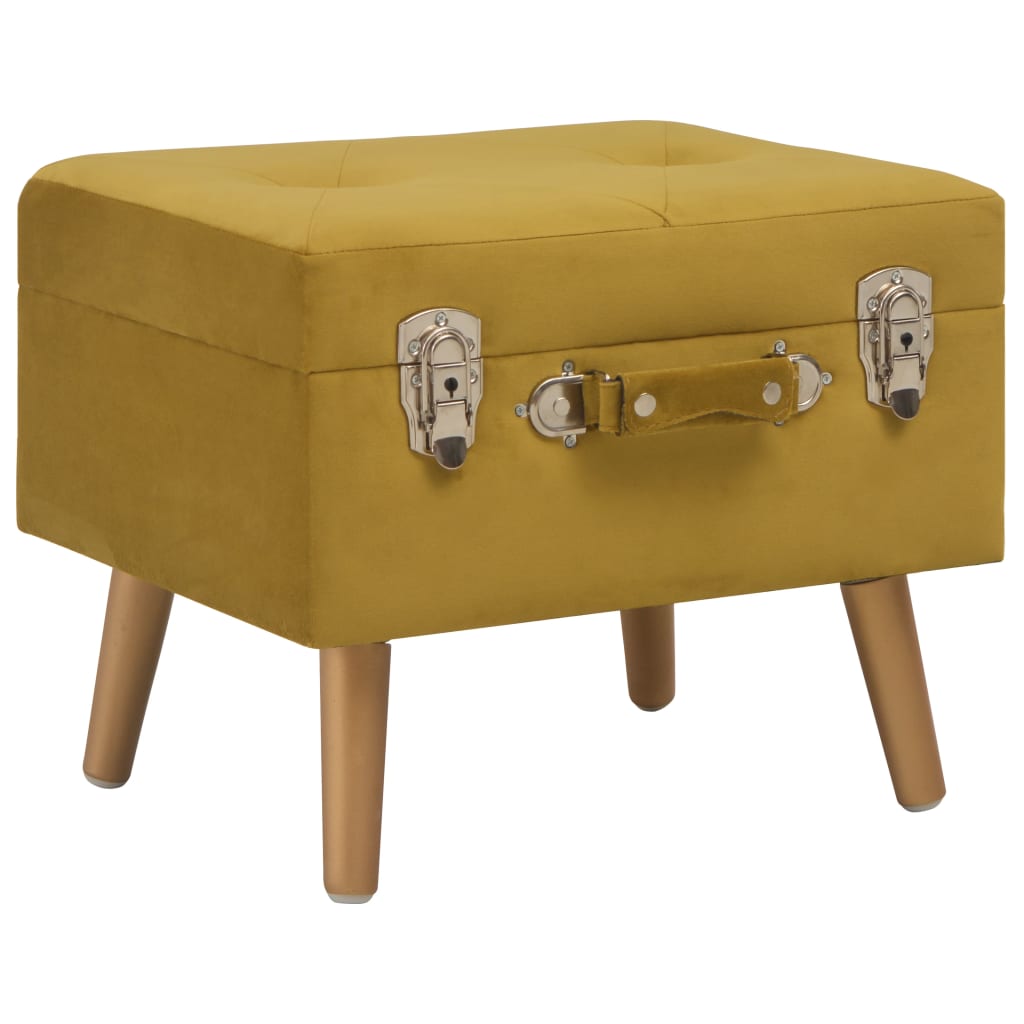 Senfgelber Samt Hocker mit Stauraum, 40 cm