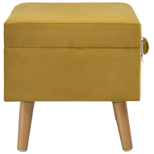 Senfgelber Samt Hocker mit Stauraum, 40 cm