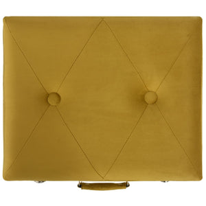 Senfgelber Samt Hocker mit Stauraum, 40 cm