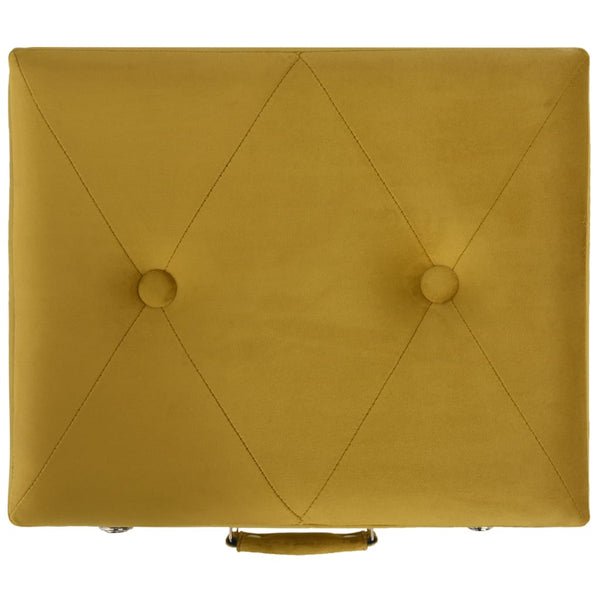 Senfgelber Samt Hocker mit Stauraum, 40 cm