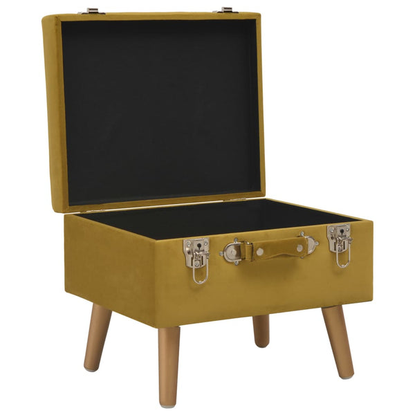 Senfgelber Samt Hocker mit Stauraum, 40 cm
