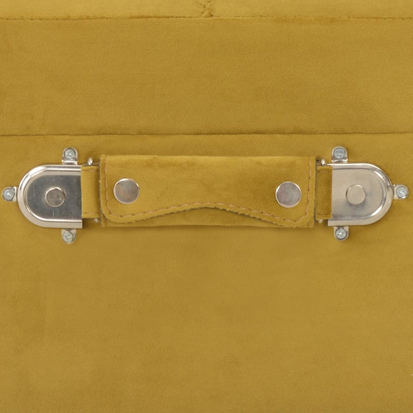 Senfgelber Samt Hocker mit Stauraum, 40 cm