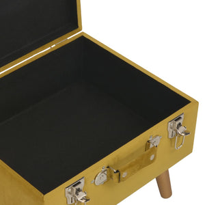 Senfgelber Samt Hocker mit Stauraum, 40 cm
