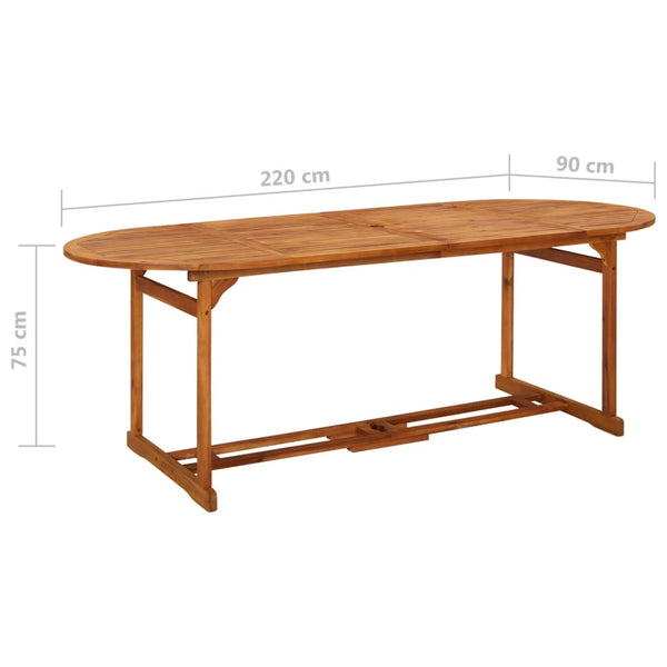 vidaXL Garden Dining Table 220x90x75 cm Solid Acacia Wood