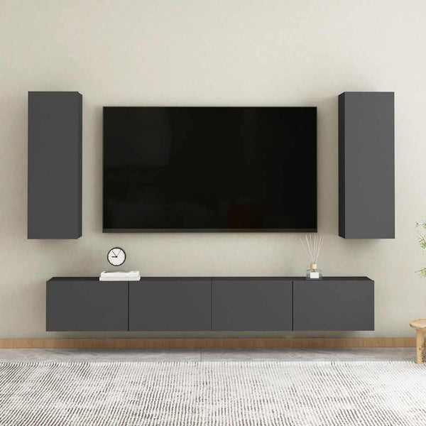 Grauer TV-Schrank, hängend, 90 cm
