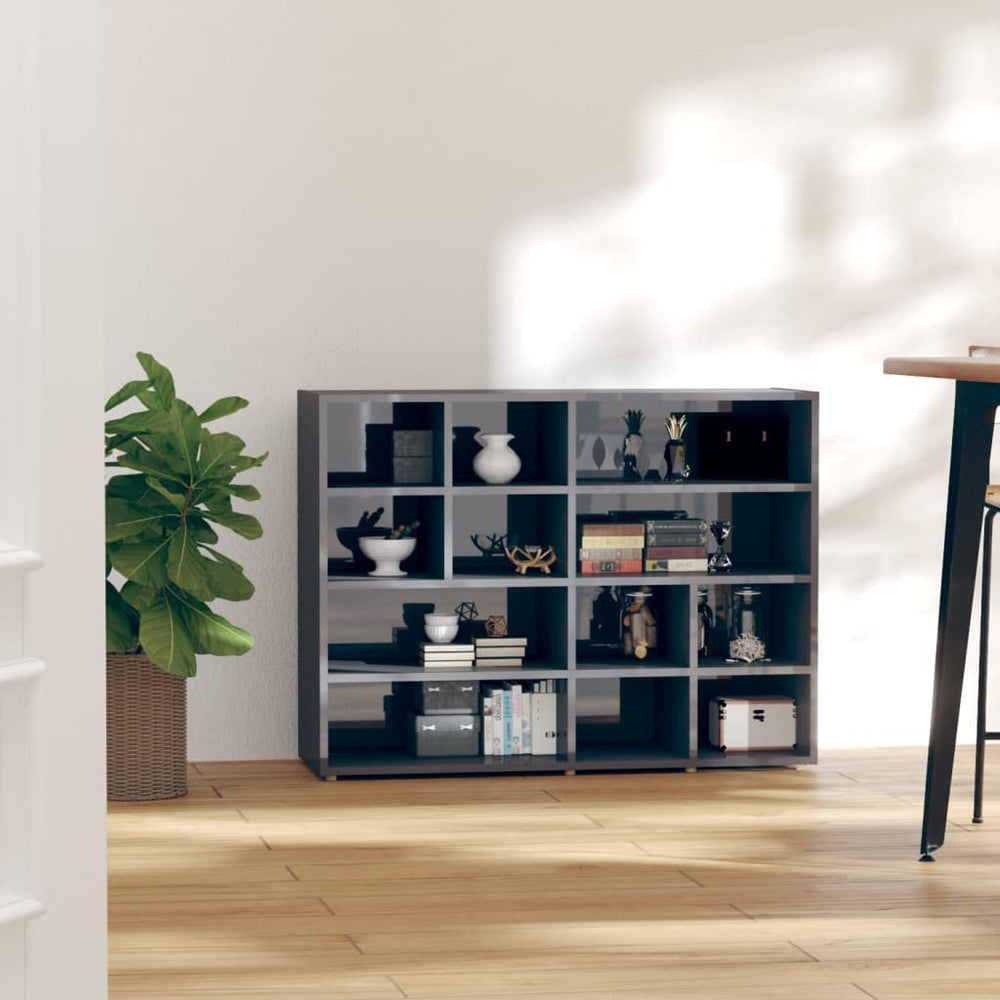 vidaXL Sideboard High Gloss Grey 97x32x72 cm Engineered Wood