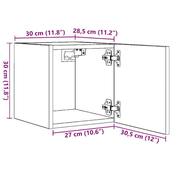 vidaXL Wall-Mounted TV Cabinet Black 30.5x30x30 cm