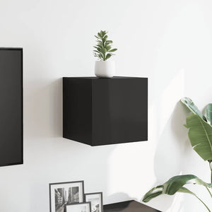 vidaXL High Gloss Black TV Wall Cabinet 30.5x30x30 cm