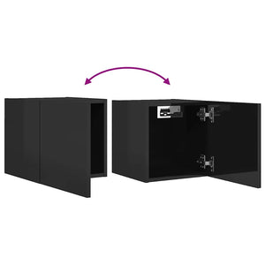vidaXL High Gloss Black TV Wall Cabinet 30.5x30x30 cm