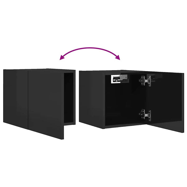 vidaXL High Gloss Black TV Wall Cabinet 30.5x30x30 cm