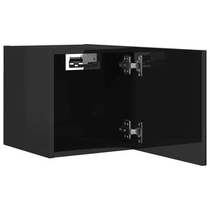 vidaXL High Gloss Black TV Wall Cabinet 30.5x30x30 cm