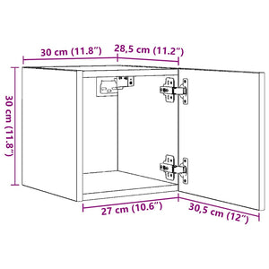 vidaXL High Gloss Black TV Wall Cabinet 30.5x30x30 cm