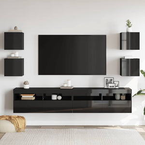 vidaXL TV Wall Cabinets 4 pcs. High Gloss Black 30.5x30x30 cm