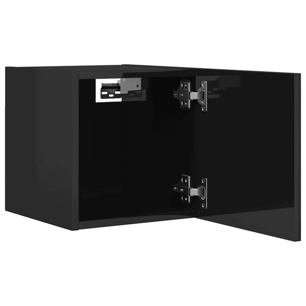vidaXL TV Wall Cabinets 4 pcs. High Gloss Black 30.5x30x30 cm