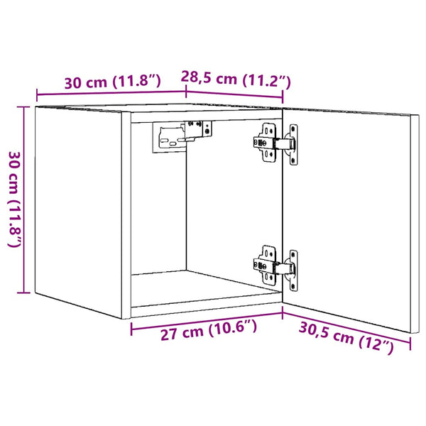 vidaXL TV Wall Cabinets 4 pcs. High Gloss Black 30.5x30x30 cm