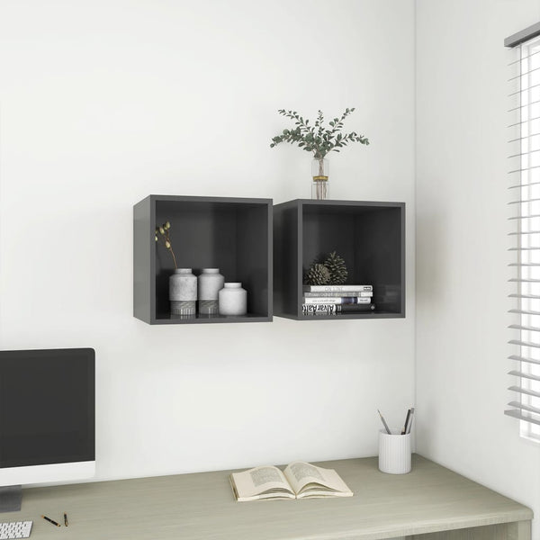 Grauer Wandschrank 37x37x37 cm