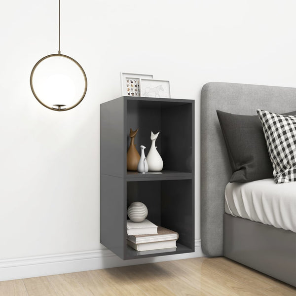 Graue Wandschränke, 2er-Set, 37 cm