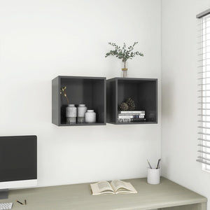 Graue Wandschränke, 2er-Set, 37 cm
