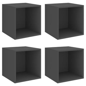 Graue Wandschränke, 4er Set, 37x37x37 cm