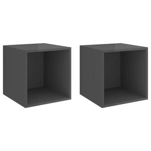 Wandschränke Grau Hochglanz, 2er Set