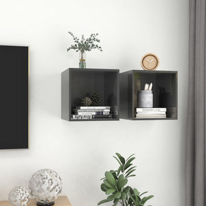 Wandschränke Grau Hochglanz, 2er Set