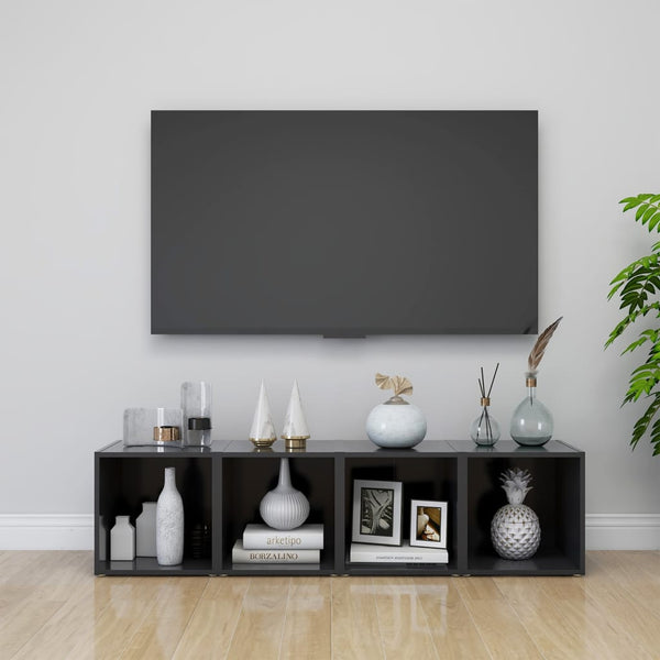 Graue TV-Schränke, 2er-Set, 37 cm