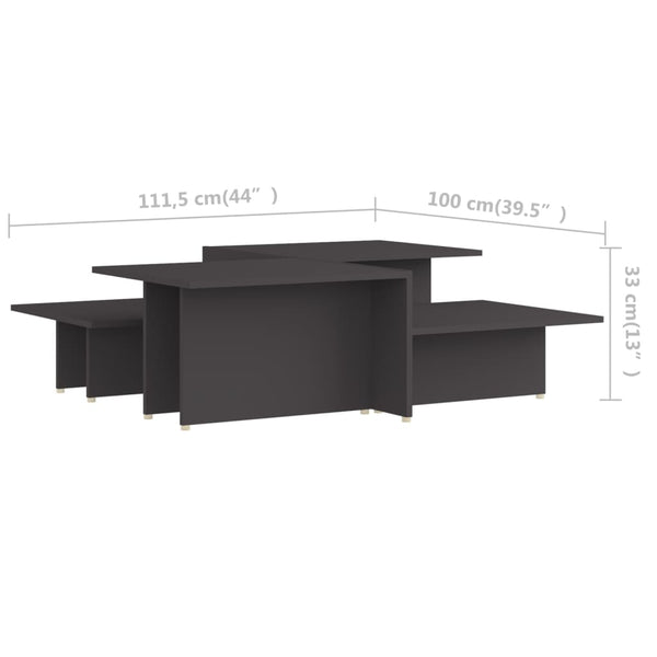 vidaXL Coffee Tables 2 pcs. Grey 111.5x50x33 cm Engineered Wood