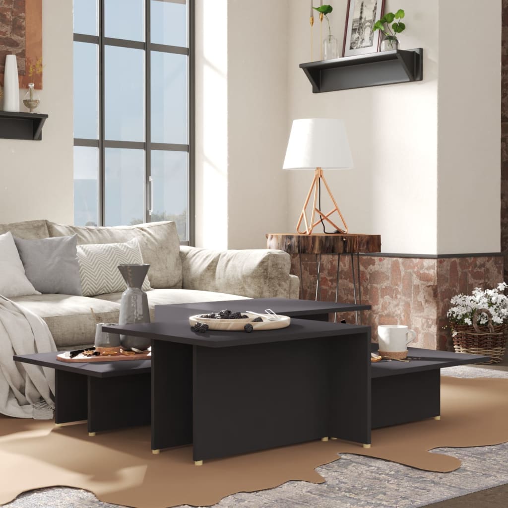 vidaXL Coffee Tables 2 pcs. Grey 111.5x50x33 cm Engineered Wood
