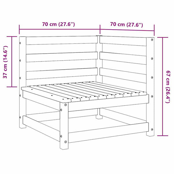 vidaXL Solid Pine Wood Garden Corner Sofa