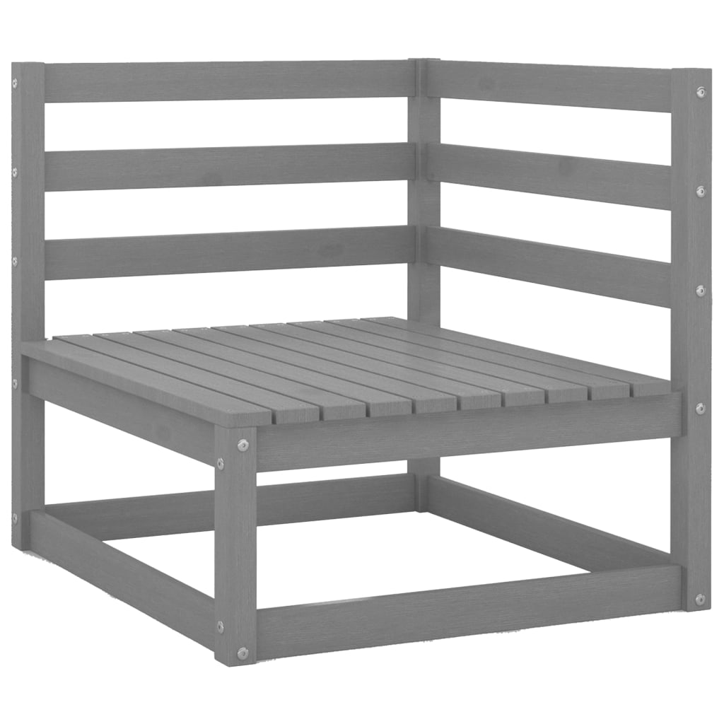 vidaXL Garden Corner Sofa Grey Solid Pine Wood