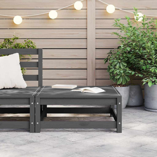 vidaXL Garden Stool 70x70x30 cm Gray Solid Pine Wood