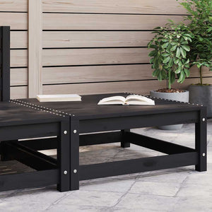 vidaXL Garden Stool 70x70x30 cm Black Solid Pine Wood