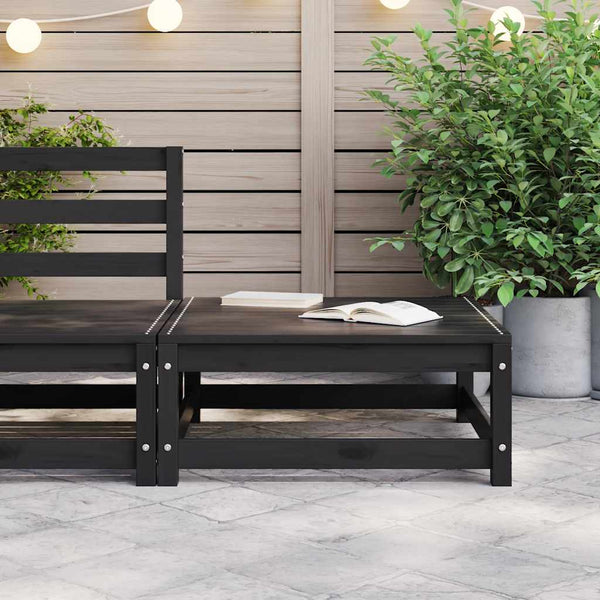 vidaXL Garden Stool 70x70x30 cm Black Solid Pine Wood