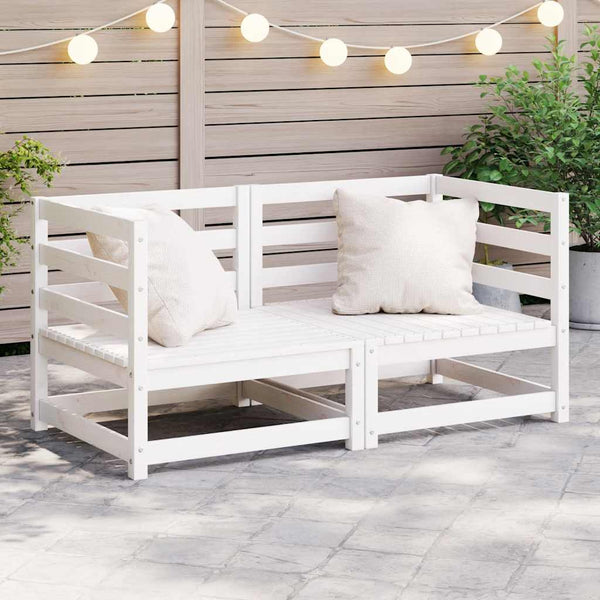 vidaXL Garden Corner Sofas 2 pcs White Solid Pine Wood